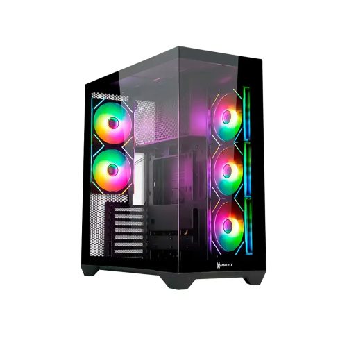 Case Antryx Fx970 Pro Negro para Gaming, 2 Paneles de Vidrio y 5 Ventiladores ARGB, Sin Fuente