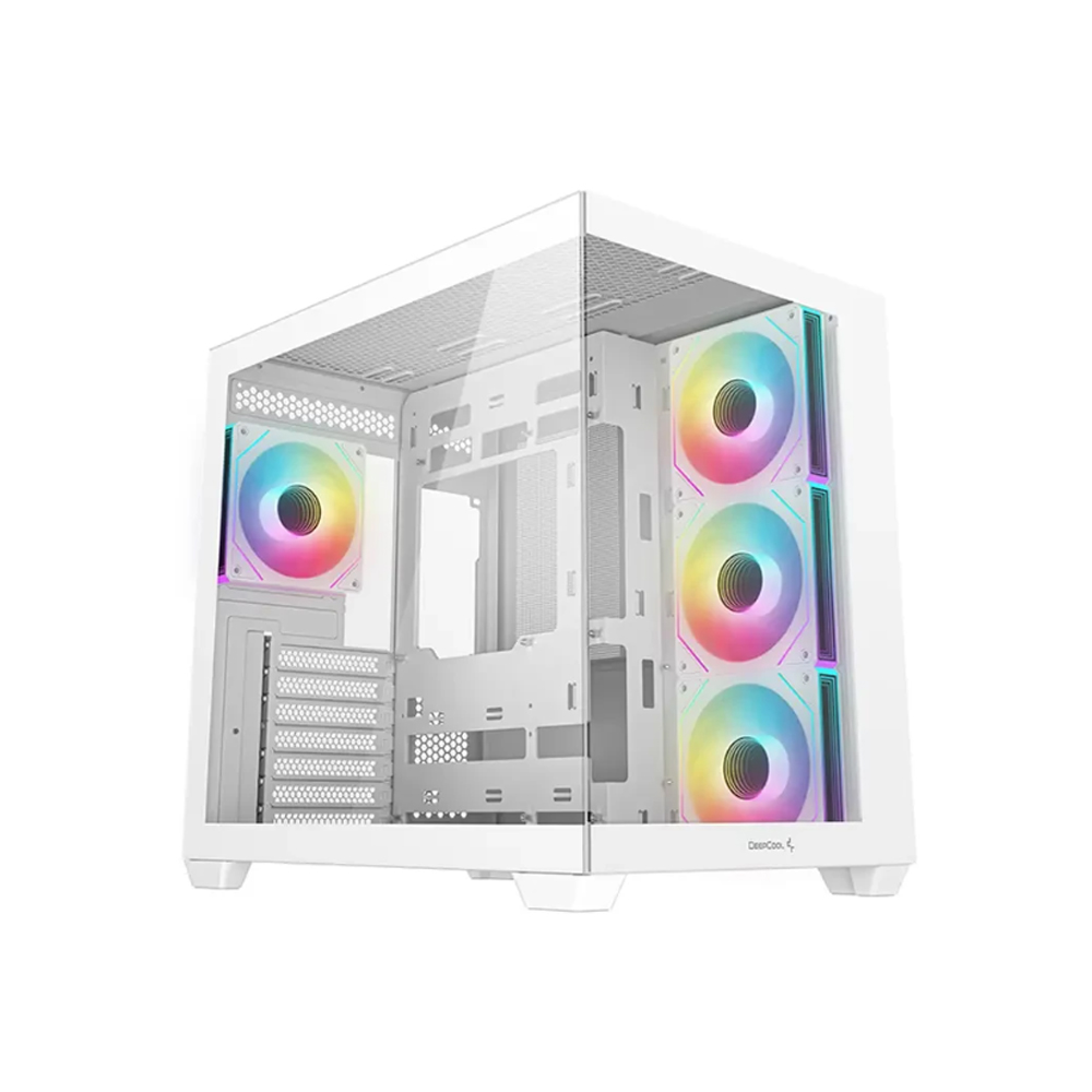 Case Deepcool CG530 Gaming RGB Blanco con Panel de Vidrio y 4 Ventiladores incluidos