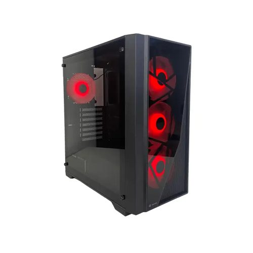 Case Halion Aries 09 RGB con Paneles de Vidrio y 4 Ventiladores, Fuente 600w, Ideal para Gamers