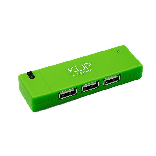 Hub USB 2.0 Klip Xtreme 4 Puertos Iluminación LED 480 Mbps Color Verde Ideal para PC y Laptop