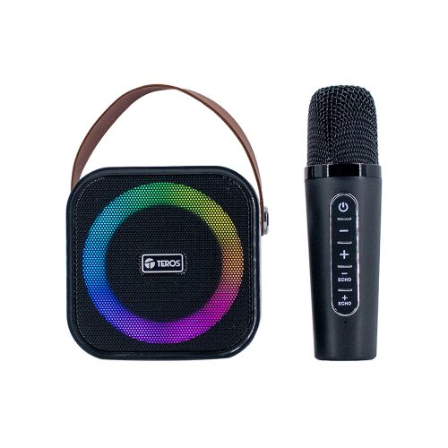 Parlante Karaoke Inalámbrico TEROS TE-6013N 10W Bluetooth 5.4 USB Iluminación LED Color Negro