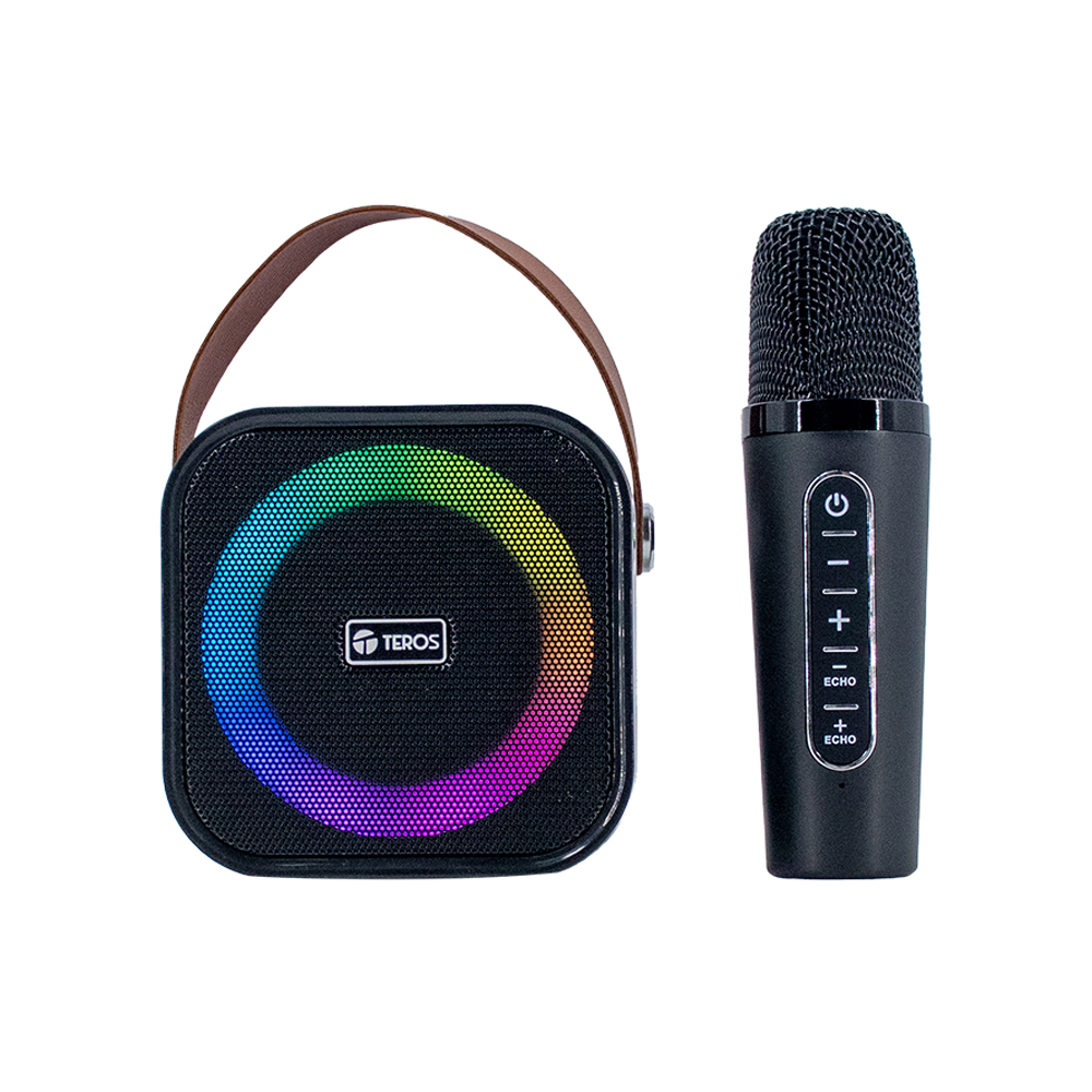Parlante Karaoke Inalámbrico TEROS TE-6013N 10W Bluetooth 5.4 USB Iluminación LED Color Negro