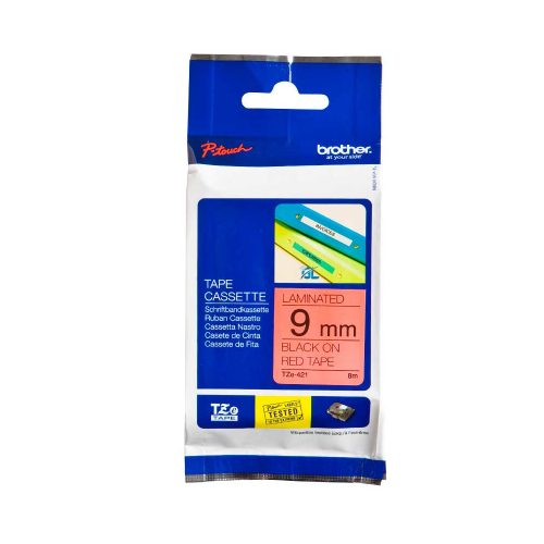 Cinta Brother TZE421 9mm Negra sobre Roja para Etiquetadora Compatible con Impresoras Brother