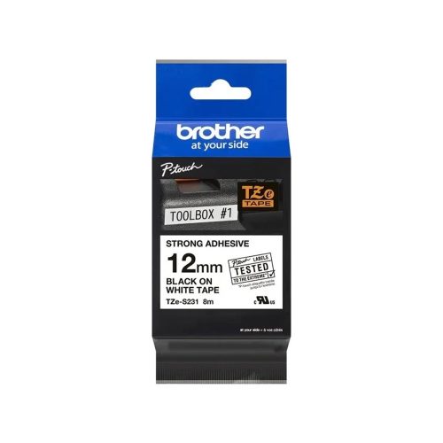 Cinta Brother TZEFX251 Negra sobre Fondo Blanco 12mm Compatible con Etiquetadoras