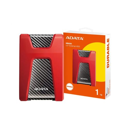 Disco Duro USB 1TB ADATA HD650 Rojo Alta Velocidad Portátil Conectividad Plug and Play